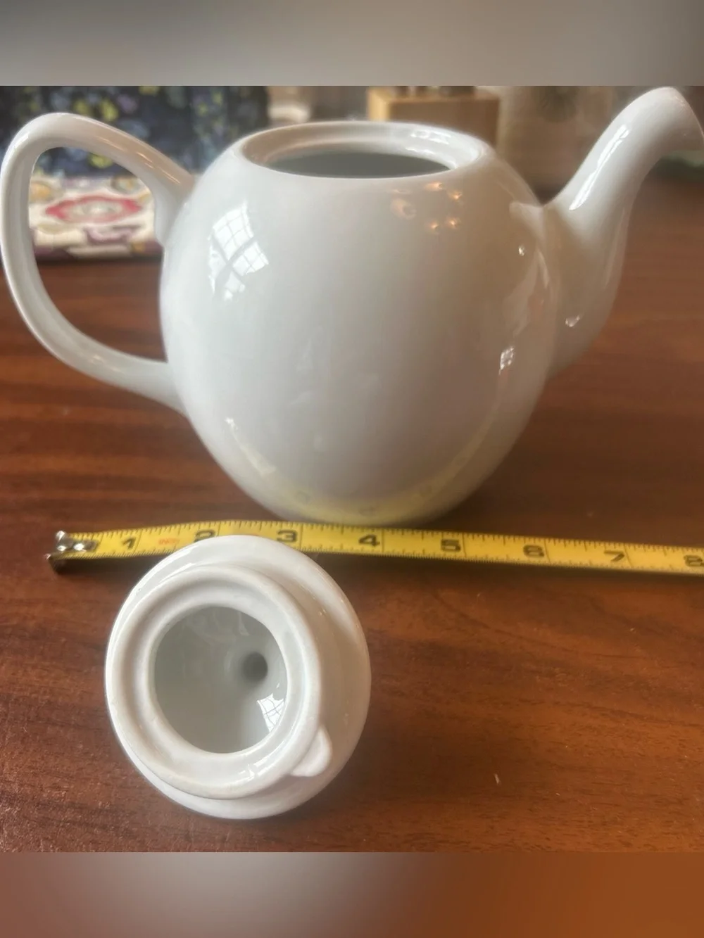 Vintage PIER 1 IMPORTS 6” White Porcelain Coffee Pot w/Lid